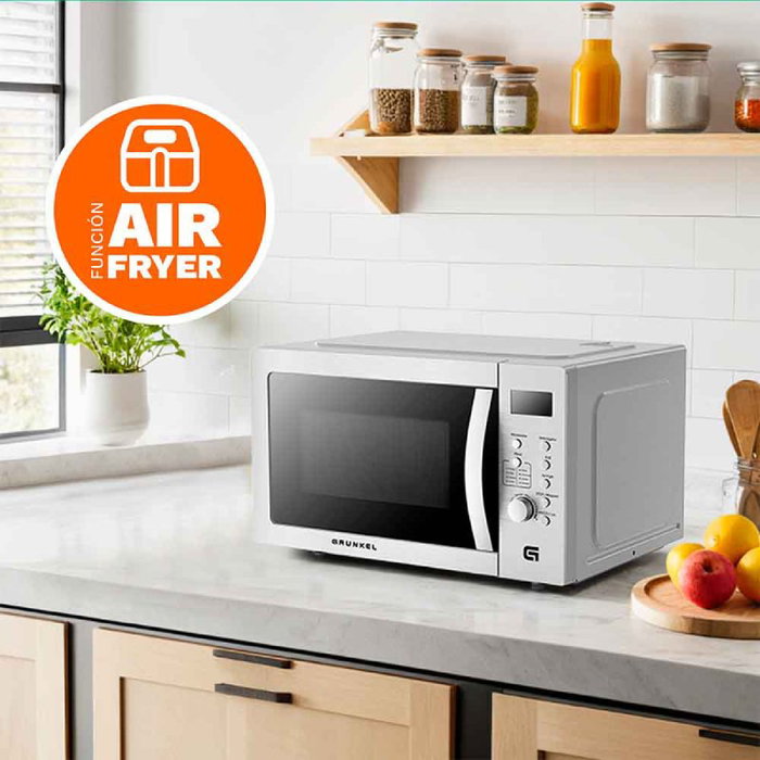 Grunkel Microondas MW-28AIRFRYER 4 en 1 con Grill, Convección y Air Fryer, 28L, Plateado